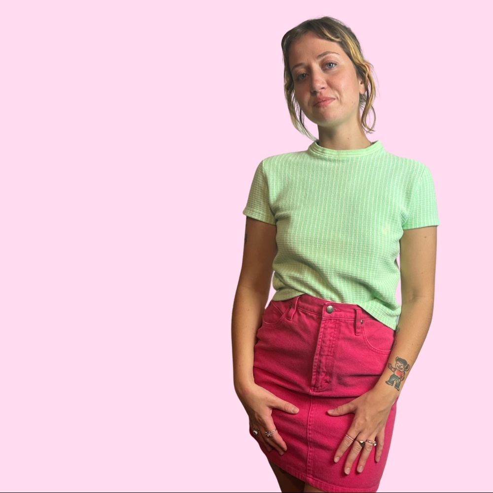 Vintage Columbia pink denim skirt
